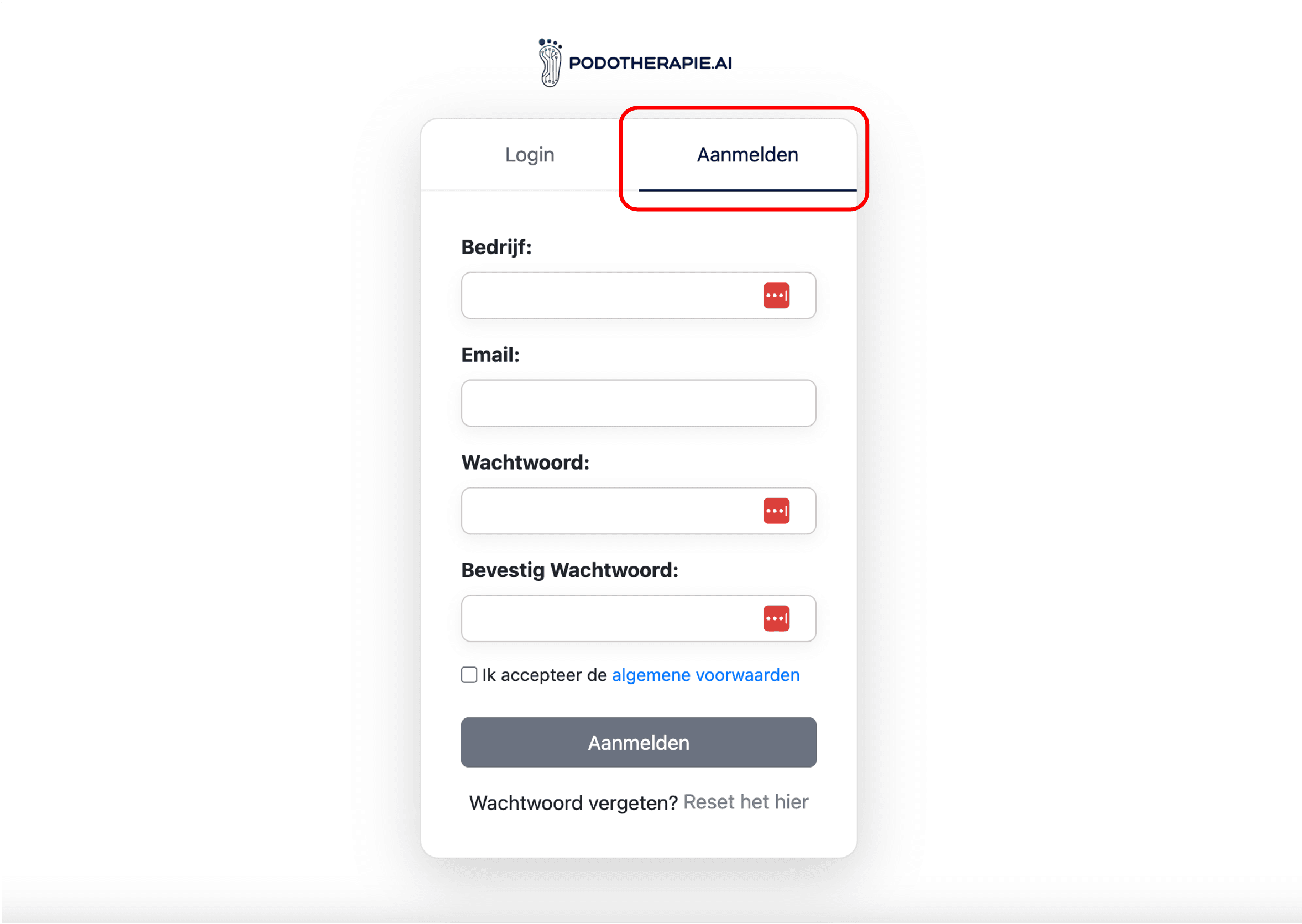 Screenshot voor Stap 1: Maak een account aan